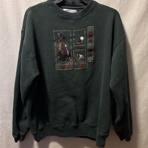 Men's Forest Green Embroidered Golf Crewneck Sweatshirt